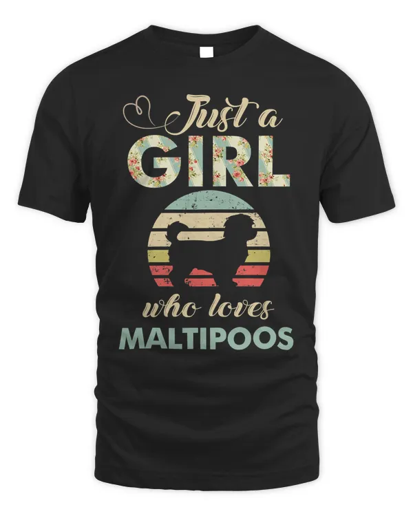 Just A Girl Who Loves Maltipoos Retro Vintage Dog T-Shirt