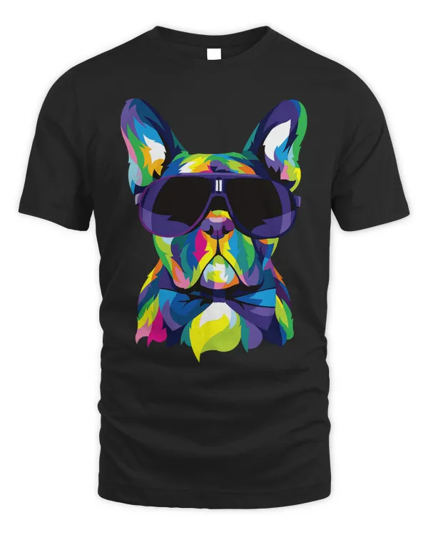 Pop Art French Bulldog Cute Gift Fur Mom Dog Dad Frenchie T-Shirt