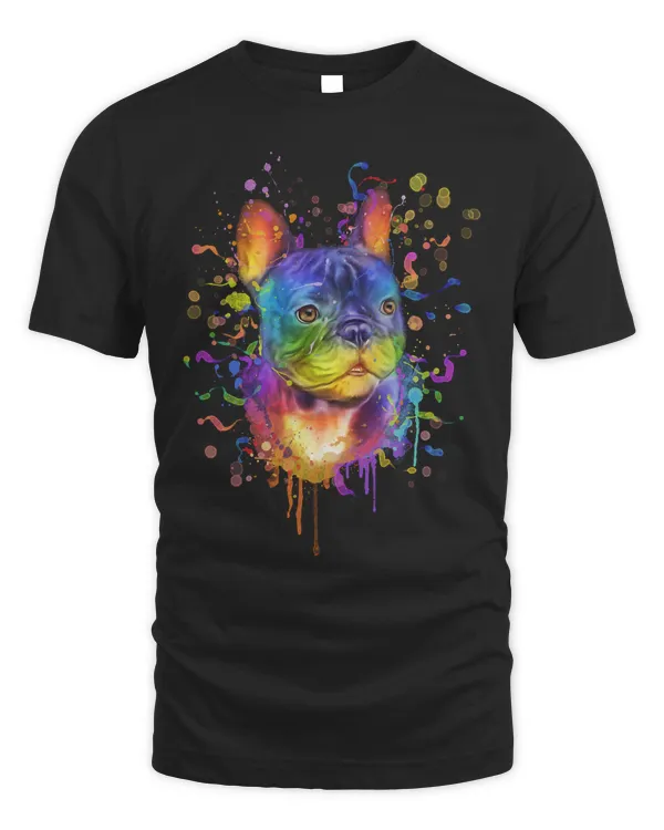 Splash Art French Bulldog Cute Gift Fur Mom Dog Dad Frenchie Long Sleeve T-Shirt