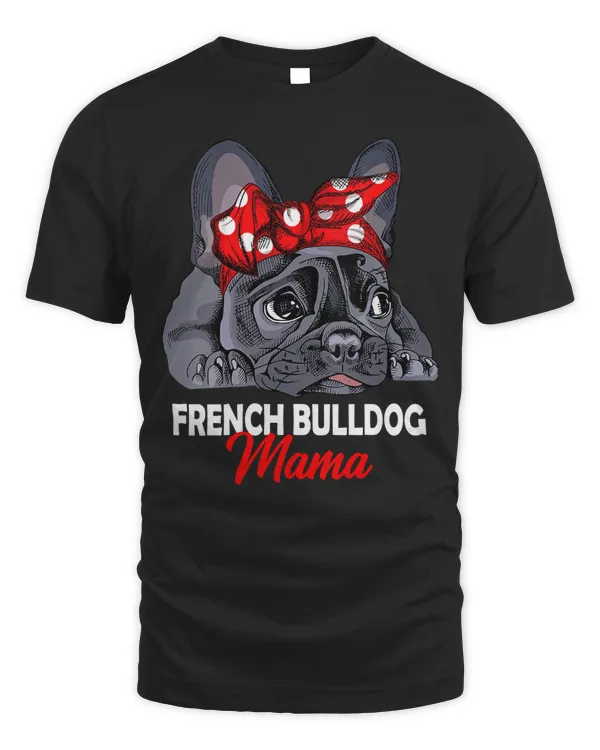 Womens Frenchie Mama Cute French Bulldog Dog Mom Funny Womens Gift V-Neck T-Shirt
