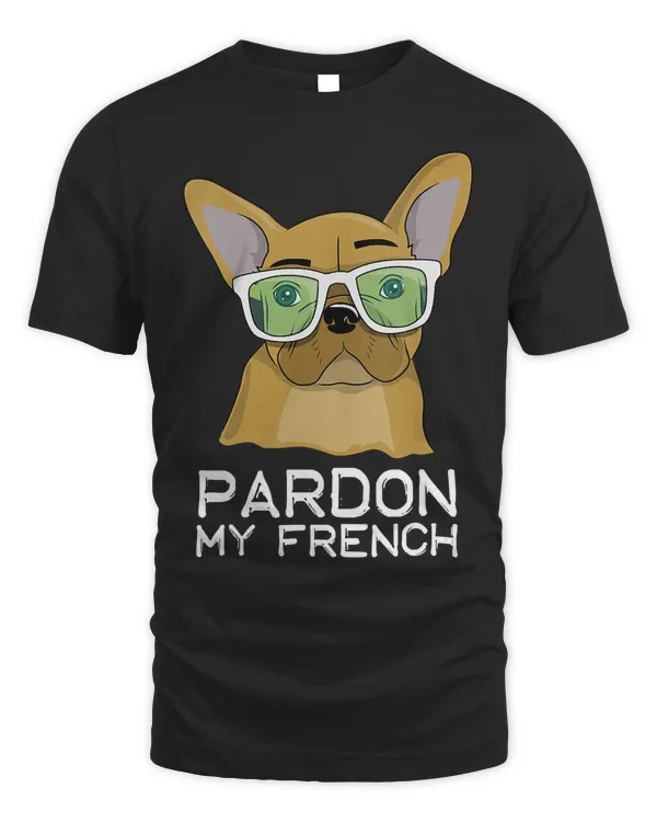 Womens Pardon My French Brown Golden Frenchie Dog French Bulldog V-Neck T-Shirt