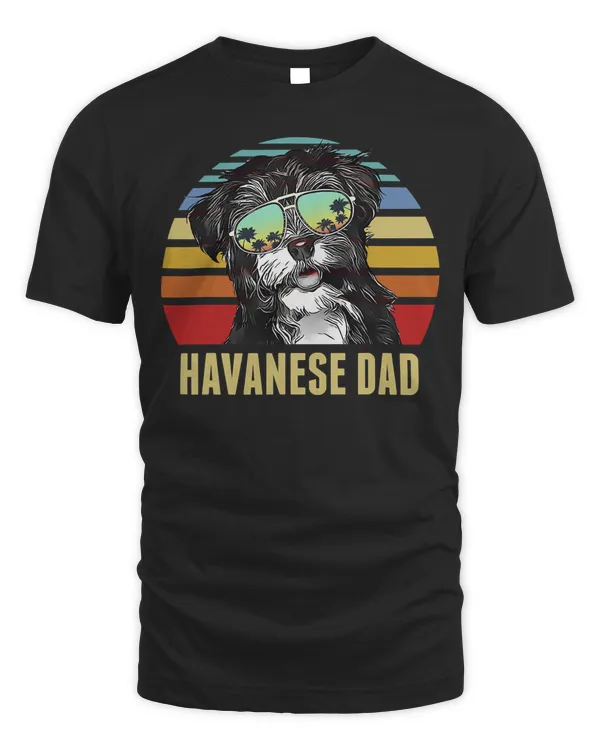 Havanese Best Dog Dad Ever Retro Sunset Beach Vibe T-Shirt