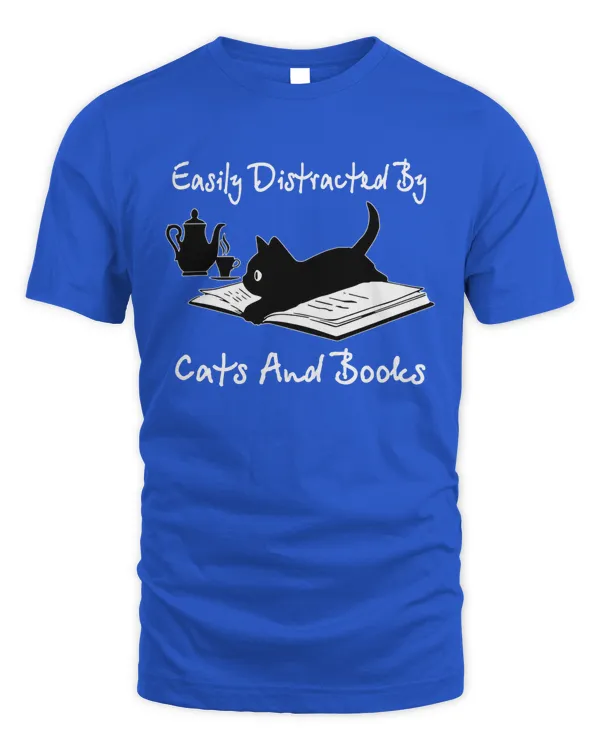 Easily Distracted By Cats And Books - Unisex Standard T-Shirt Unisex Standard T-Shirt