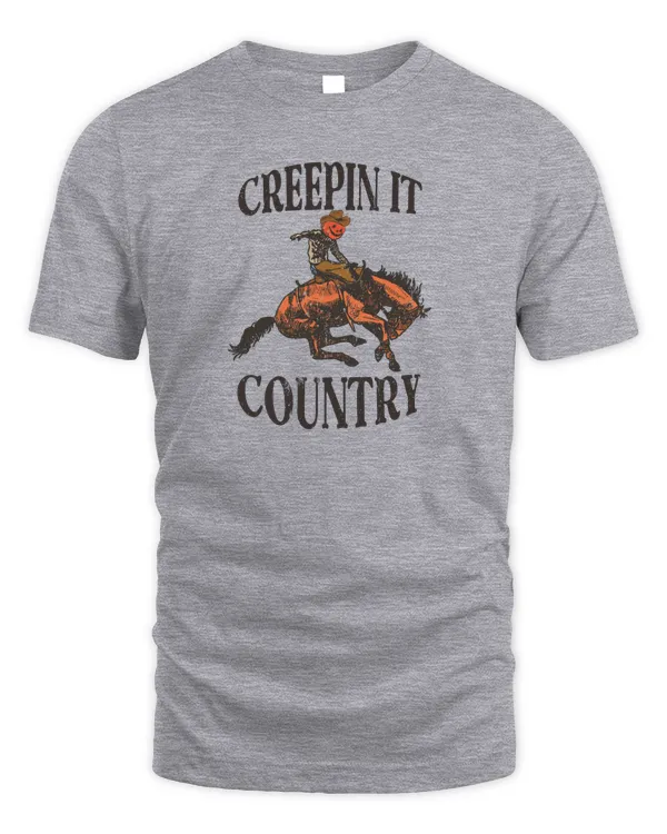 Creepin It Country Vintage Western Pumpkin Skull | Western Halloween