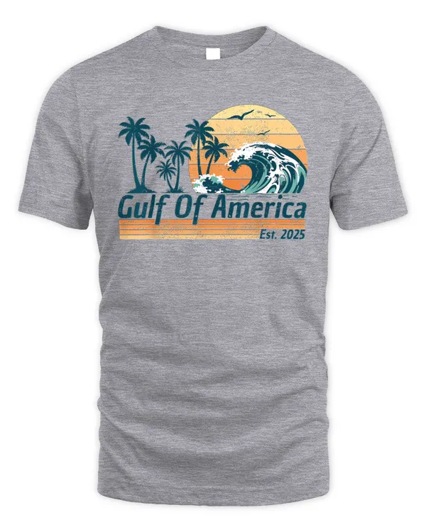Gulf Of US America Est 2025 Retro Vintage Beach Tee