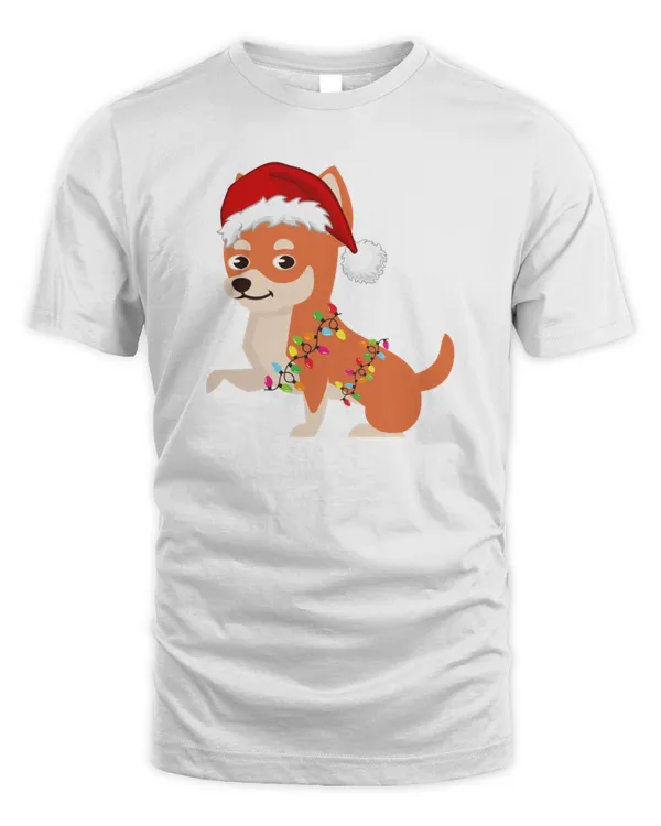 Chihuahua Holiday Christmas Light  Chihuahua Christmas in Santa Hat Holiday Santa Dog5065 T-Shirt