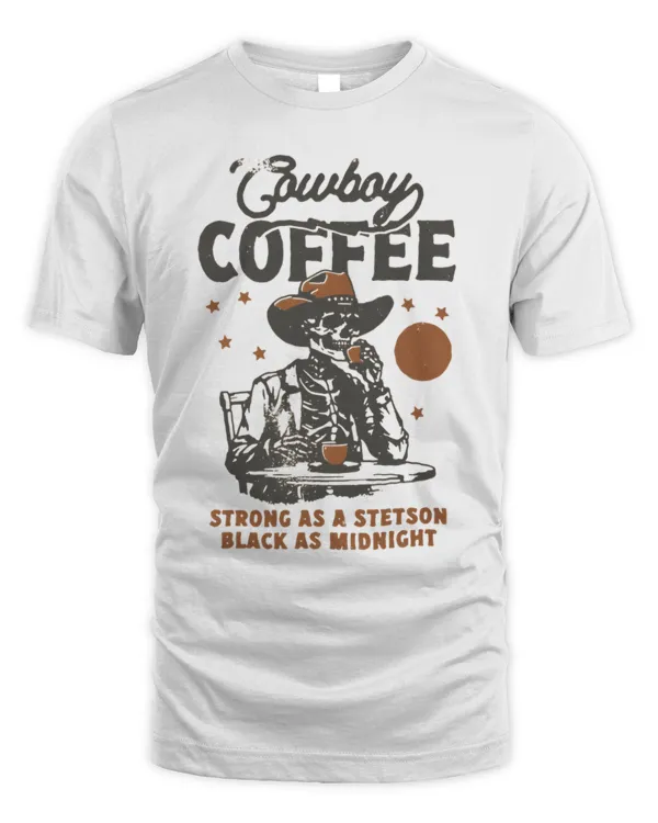 Cowboy Coffee T-Shirt, Skeleton Cowboy Tee