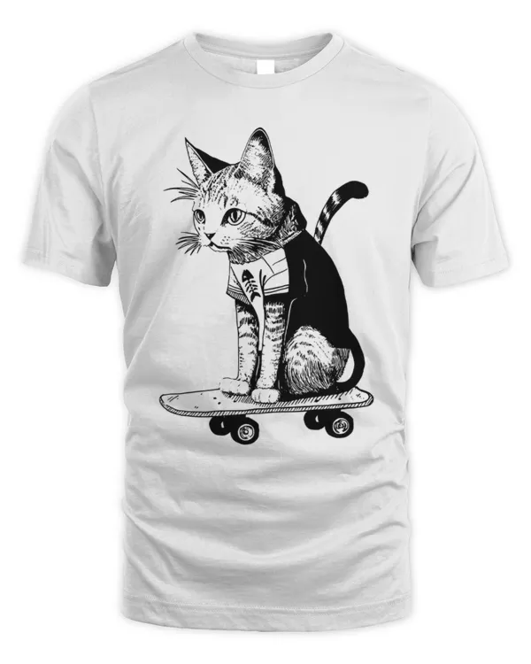 Skateboard Cat Shirt, Cat Shirts, Vintage Graphic TShirt, Gift For Women, Men