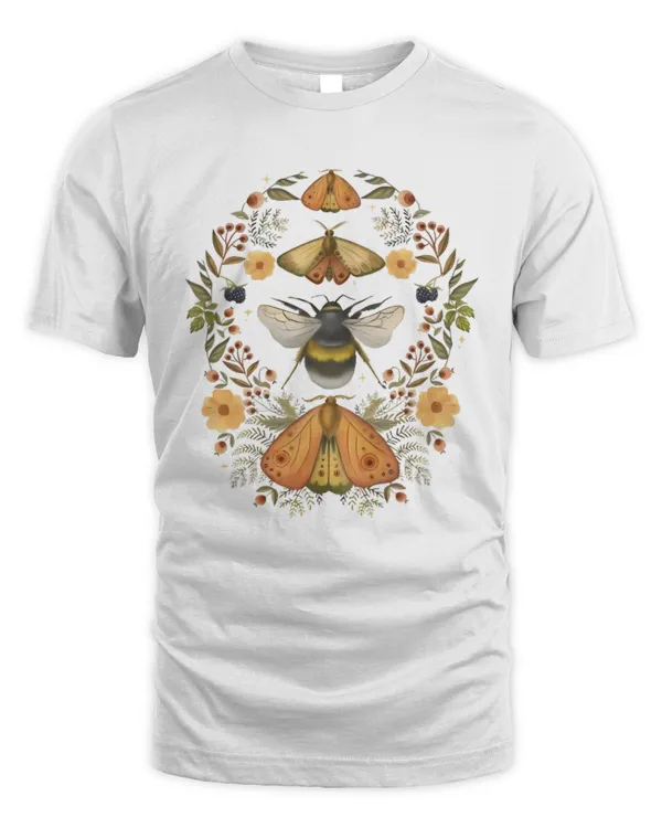 Moth & Bee T-Shirt, Cottagecore Moth Shirt, Dark Academia Moth T-Shirt, Butterfly Forestcore Top