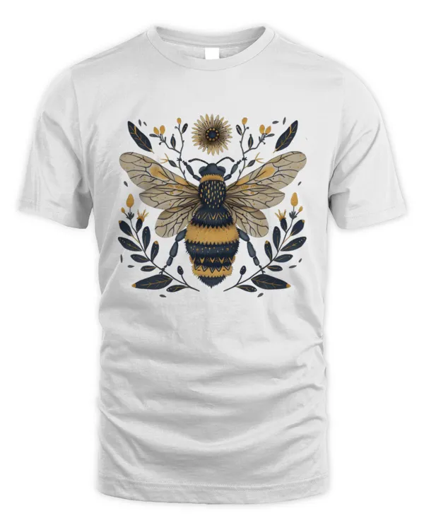 Bee Goblincore Folk Art T-shirt, Cottagecore T-Shirt, Gothic Bee Lover T Shirt, Honeybee Cottage Core Tee, Folklore Clothing, Gift for Her