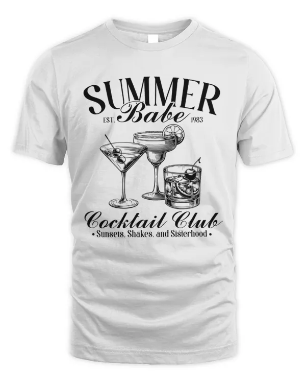 Summer Babe Cocktail Club Shirt, Wine Shirt, Shirt, Cocktail Club Shirt, Travel Shirt