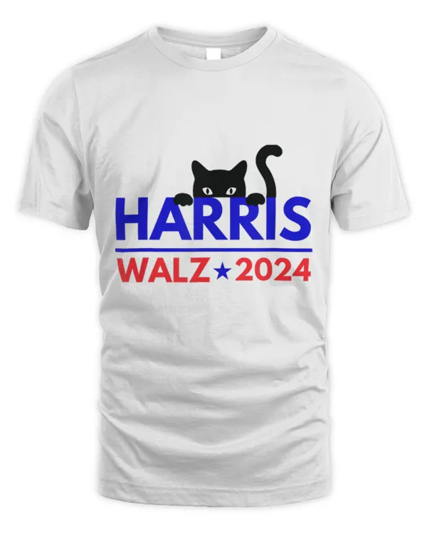 SH160 Harris Walz 2024 Funny Cat Election Kamala Harris Tim Waltz T-Shirt