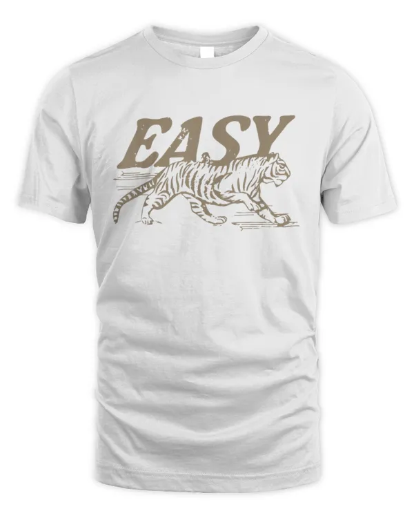 Easy Tiger Distressed Graphic UnisexAdults TShirt Black Tiger Print TShirt