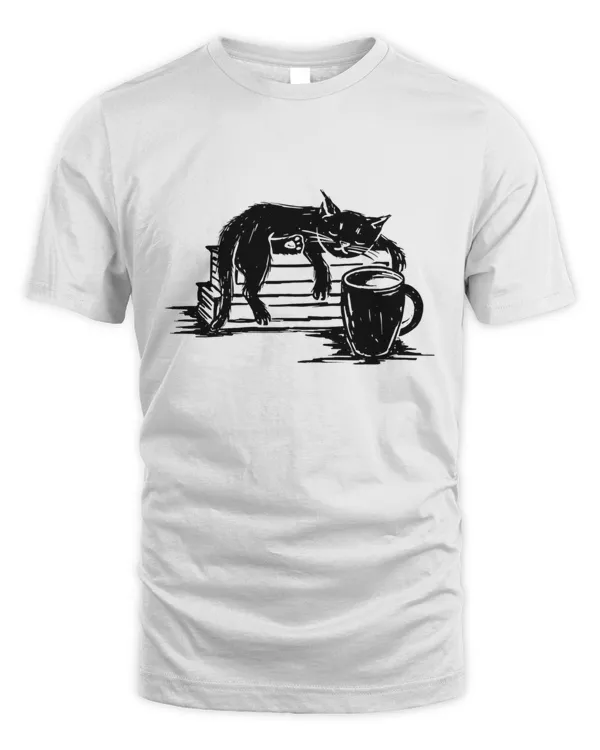 CAT BOOKS AND COFFEE T-Shirt