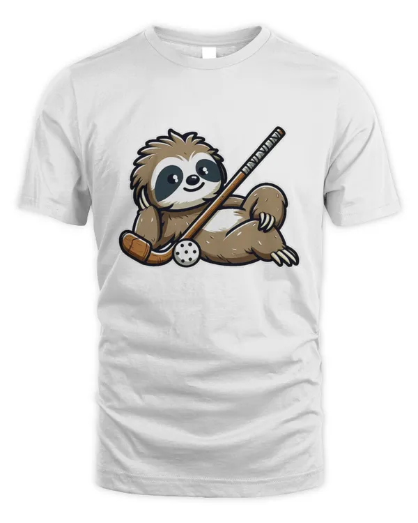 Funny Hockey Lover Sloth Field Hockey T-Shirt