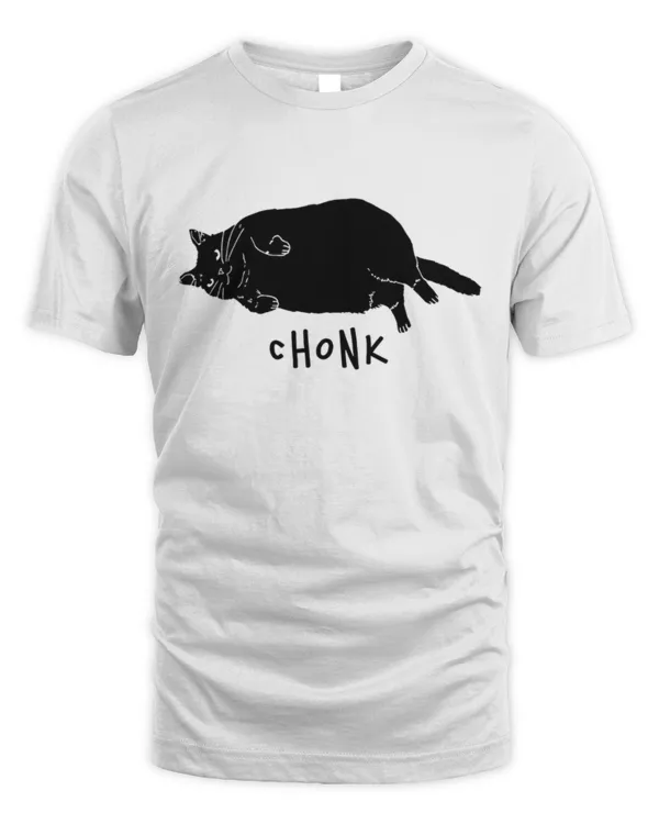 Black Cat Chonk Funny Black Cat Meme Fat Chonky Cat TShirt