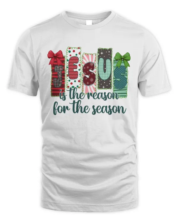Jesus Is The Reason for The Season Coquette Christian Christmas T-Shirt