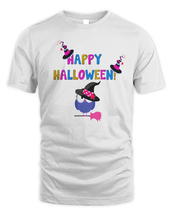 Happy Halloween Cute Owl NR Carved Pumpkin VibesSpooky Cat Mom Halloween T-Shirt