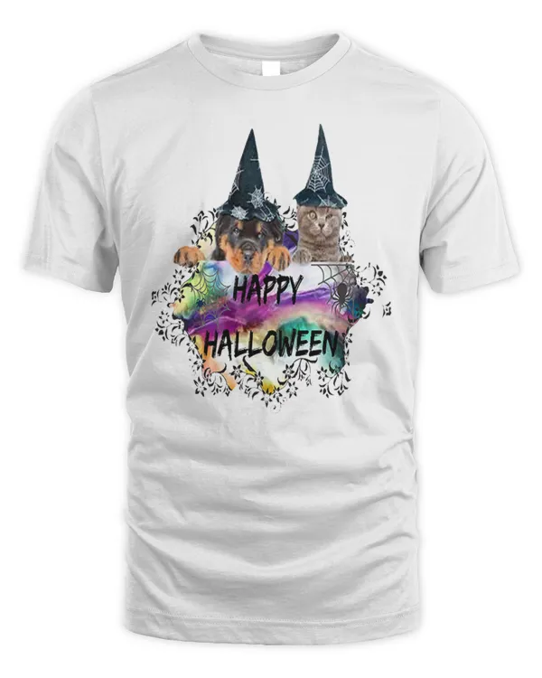 Happy Halloween Cute Pets Fun Playful Halloween Design Carved Pumpkin VibesSpooky Cat Mom Halloween T-Shirt