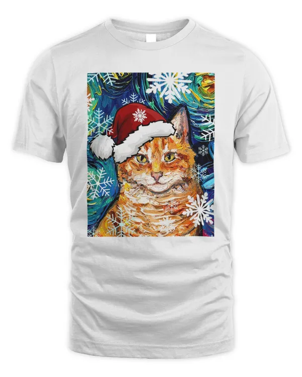 Orange Tabby Cat Starry Night Christmas