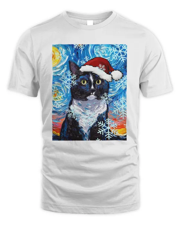 Tuxedo Cat Starry Night Christmas