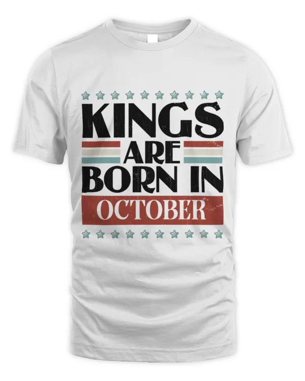 Kings Are Born In October Libra Funny Zodiac Sign Graphic T-Shirt-w