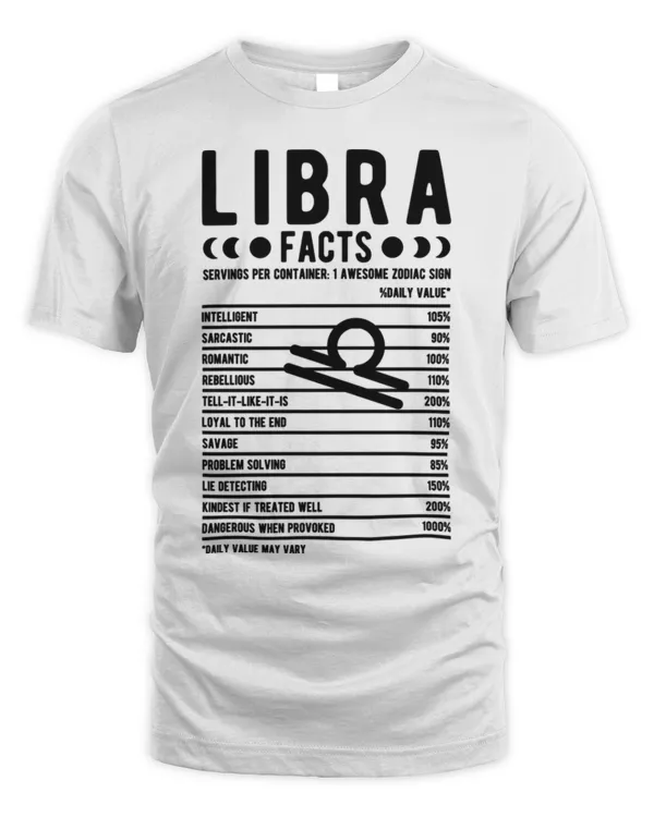 Libra Facts Libra Zodiac Sign Libra Horoscope T-Shirt-w