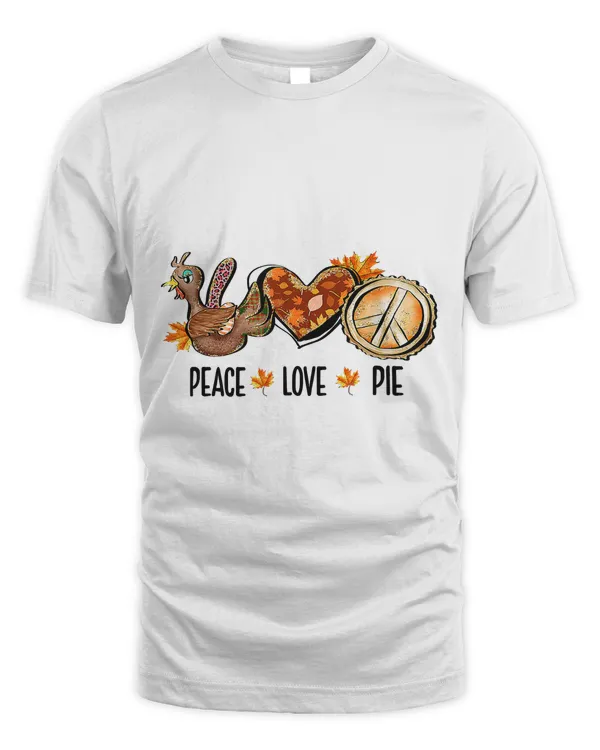 Thanksgiving Fall Peace Love Pie Turkey Leopard Autumn Leaf95