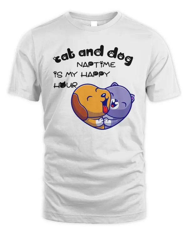 buy now Cat And Dog Naptime Is My Happy Hour  T-Shirt