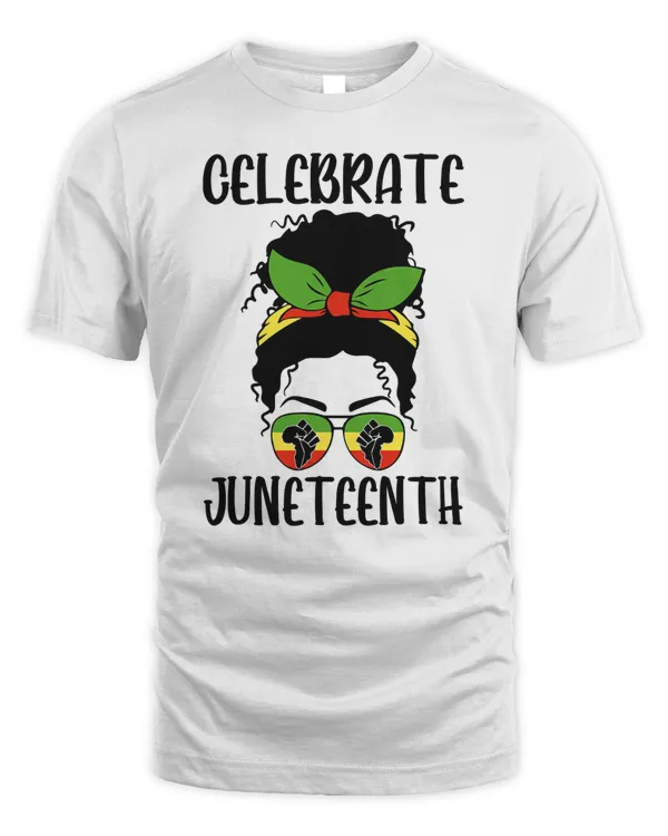 Black Messy Bun Juneteenth Celebrate Independence Freedom