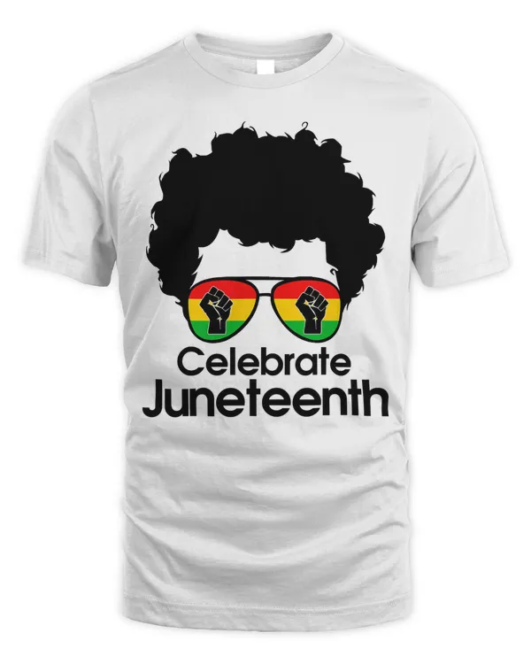 Celebrate Juneteenth Black Freedom 1865 Glasses Raise Hand