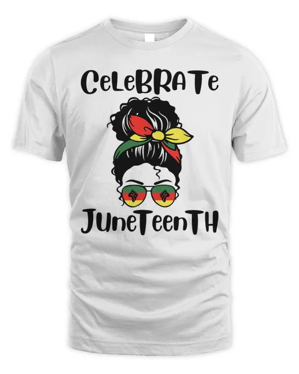 Cute Messy Bun Juneteenth Celebrate Freedom Day Black Girl