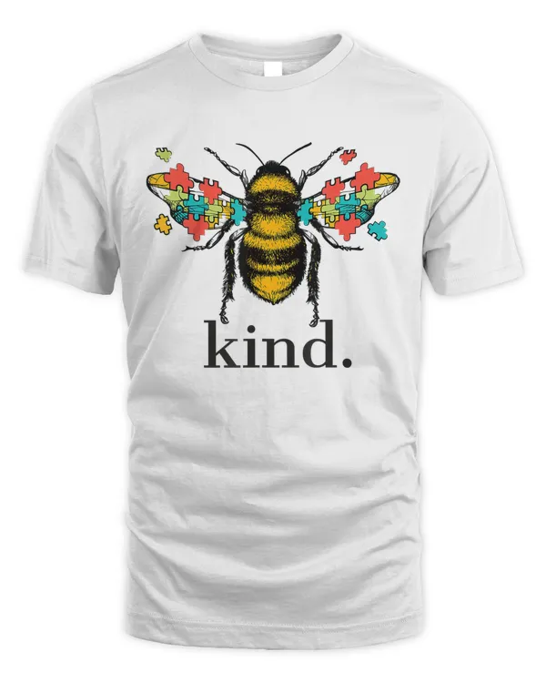 Autism Awareness Bee Kind Puzzle Pieces T Shirt