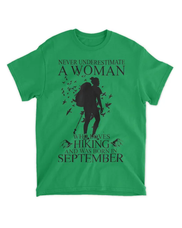 A Woman Who Loves Hiking September Ladies Fitted T-Shirt