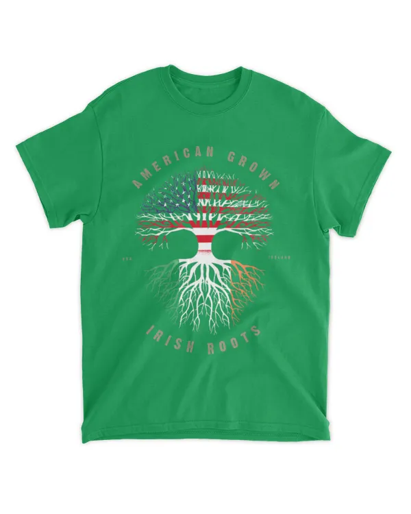 American Grown Irish Roots Ireland Flag T-Shirt