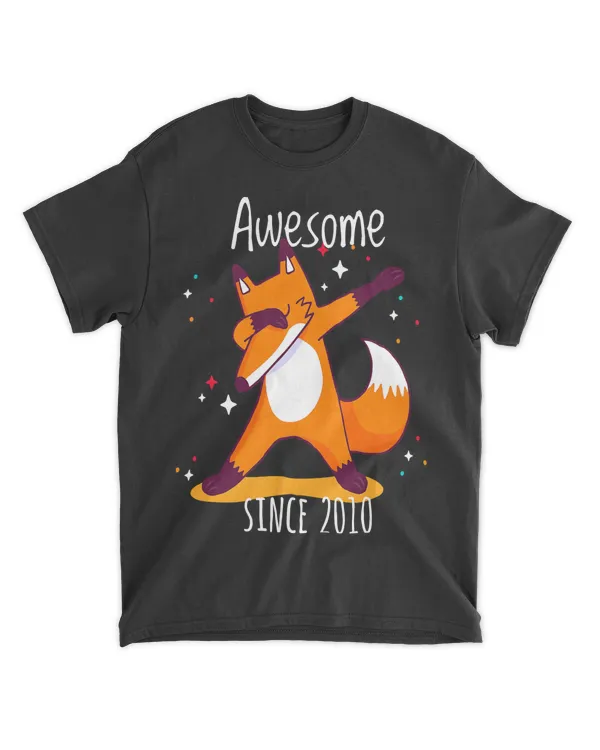 Since 2010 Cute Dabbing Dab Fox Costume Birthday Gift Tee T-Shirt
