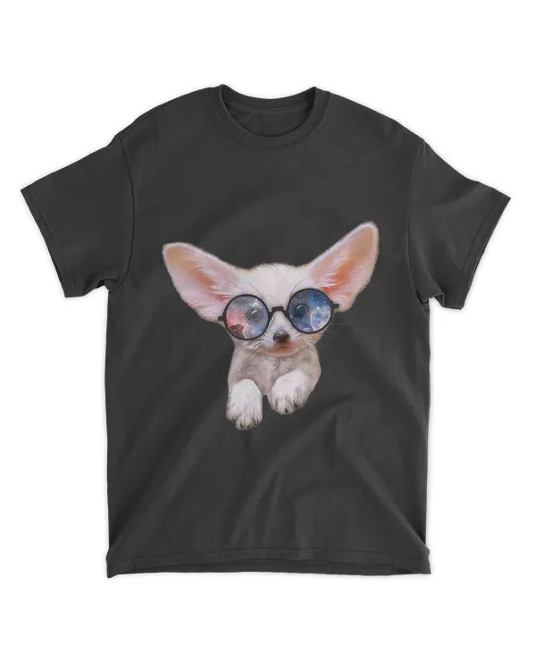Fennec Fox Puppy in Round Retro Galaxy Eyeglass T-Shirt