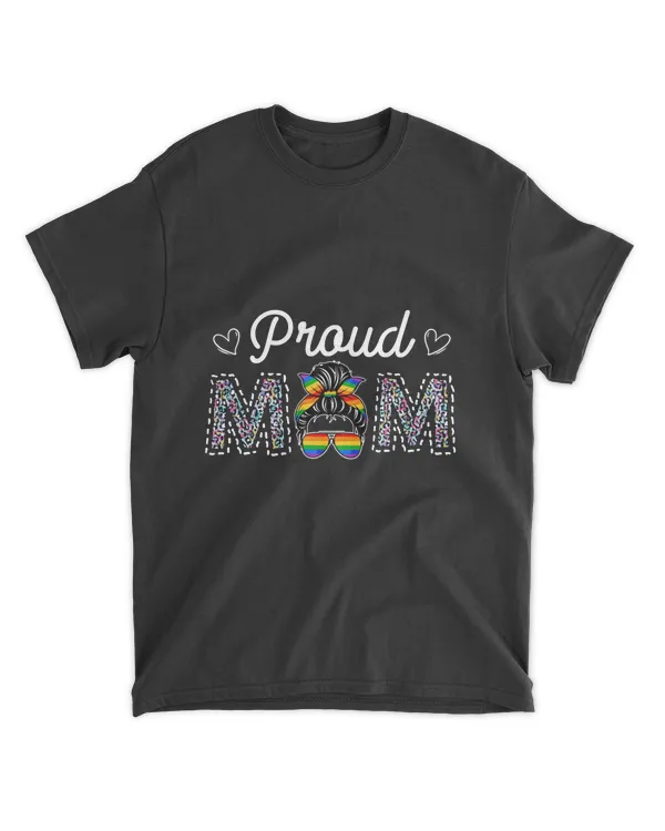 RD Proud Mom Apparel Shirt, LGBT Pride Shirt, Leopard Mom Shirt, Messy Bun T Shirt