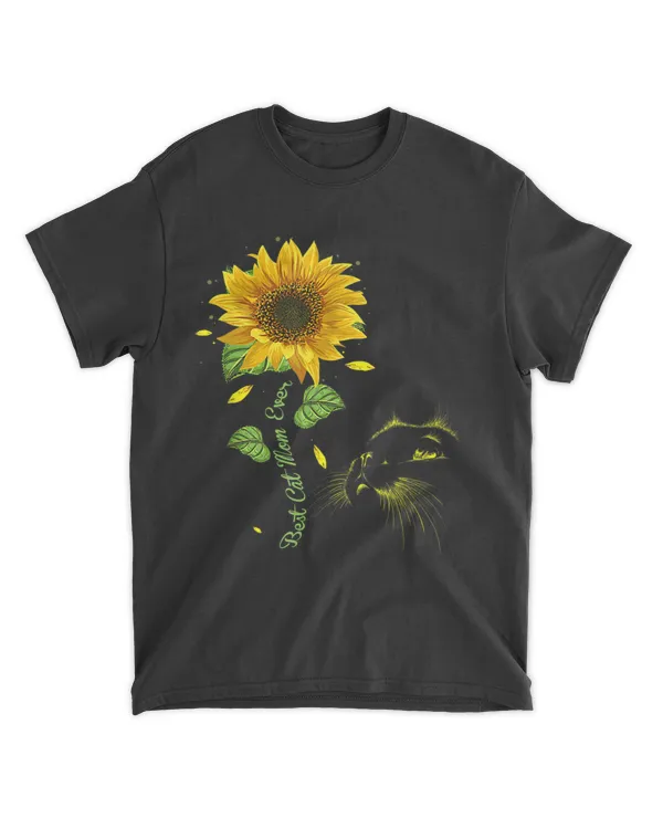 Best Cat Mom Ever Black Cat Mom Sunflower Birthday Gift T-Shirt