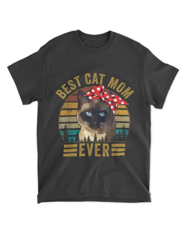 Best Cat Mom Ever Retro Vintage Siamese Cat Cute Mothers day T-Shirt