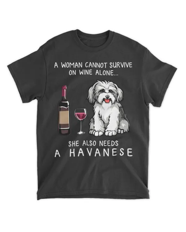 Havanese and wine Funny dog T Shirt