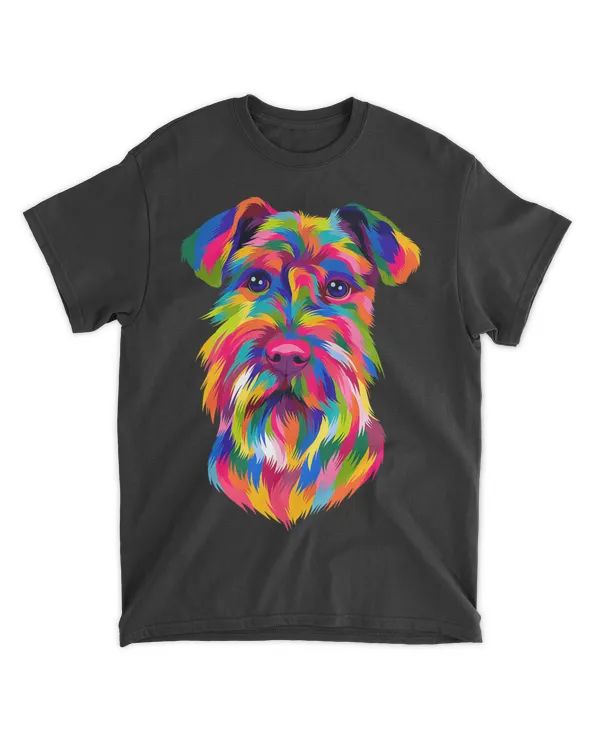 Pop Art Schnauzer Cute Paw Pet Gift Men Women Kids Dog Lover T-Shirt