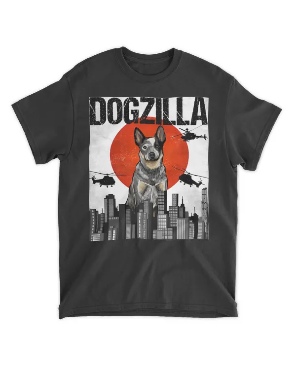 Funny Vintage Japanese Dogzilla Australian Cattle Dog Long Sleeve T-Shirt