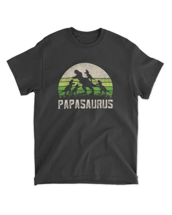 Mens Funny Grandpa Shirts, Papasaurus Dinosaur 4 Kids Fathers Day Shirt