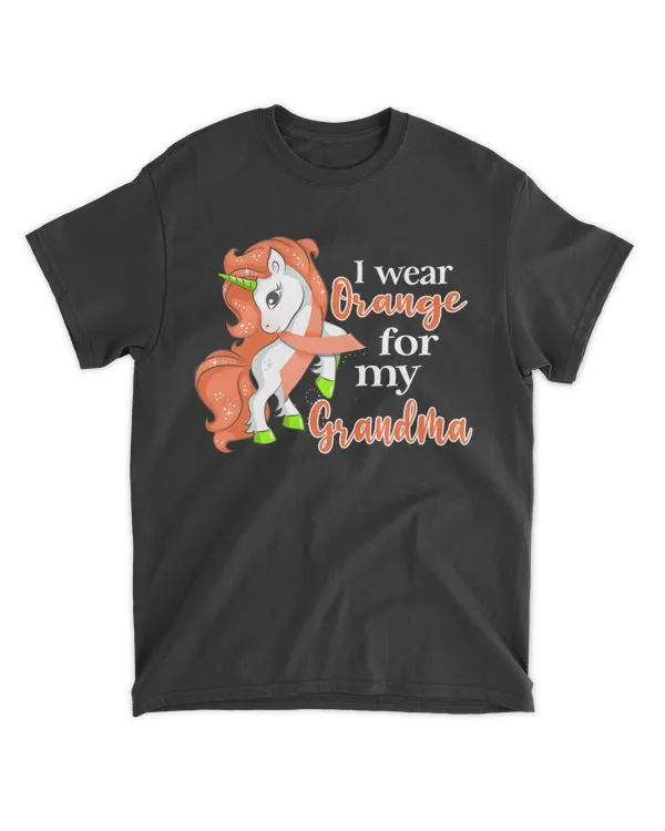 Wear Orange For My Grandma Unicorn Multiple Sclerosis Ribbon T-Shirt