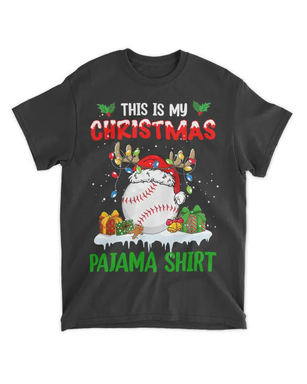 Baseball This is My Christmas Pajama Baseball Christmas Lights Kids 2 Baseball Coach