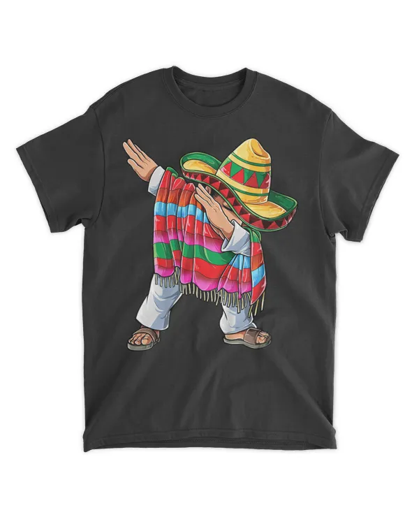 Dabbing Mexican Poncho Cinco de Mayo Boys Men Sombrero Dab T-Shirt