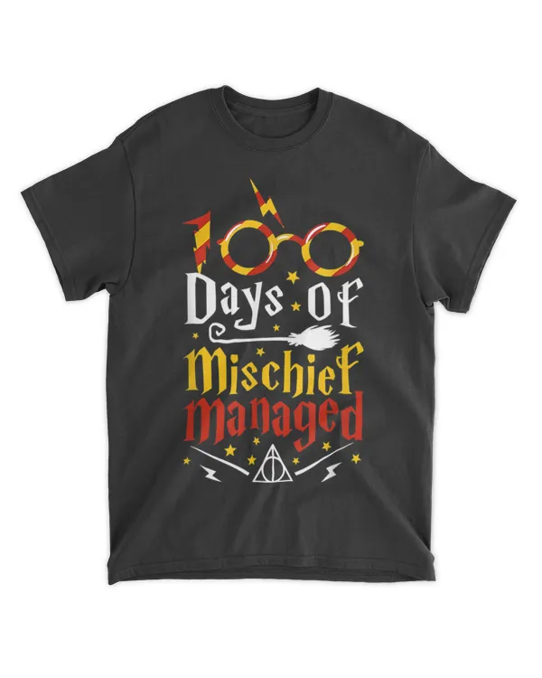 100 Days Of Mischief Managed Shirt 100th Day Of School Kids T-Shirt