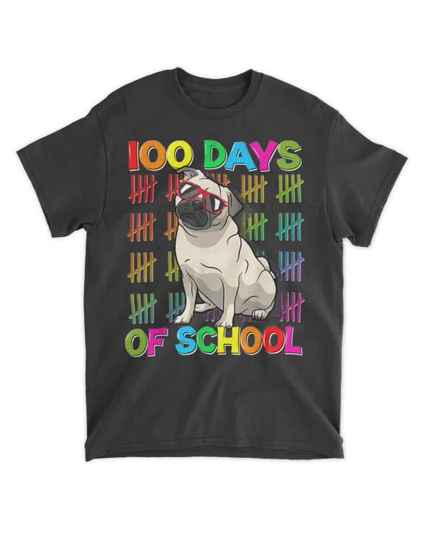 100 Days School Pug Dog Lovers 100th Day Of school&nbsp;Boys Kids T-Shirt