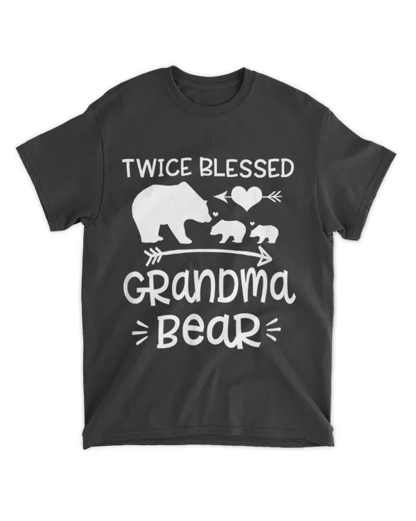 Twice Blessed Grandma Bear Shirt Grandmas With Two Grandkids T-Shirt - Mothers Day Shirts For Grandma